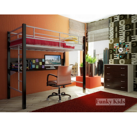 Кровать Фанки Лофт-3 с лестницей-комодом 13/8, спальное место 190х90 см